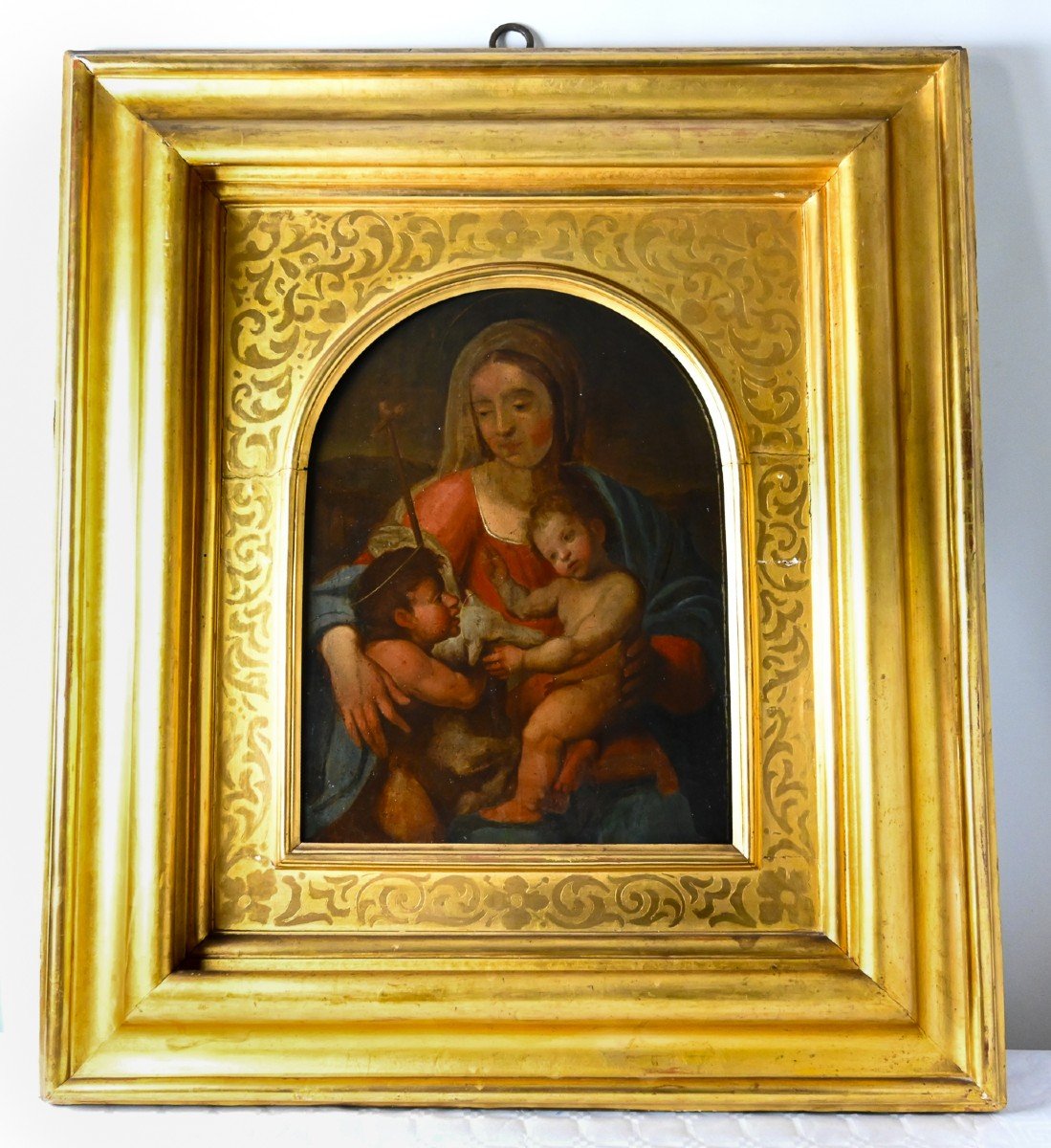 Scuola Italiana - Madonna con Bambino e San Giovanni Battista - Italia XVII Secolo